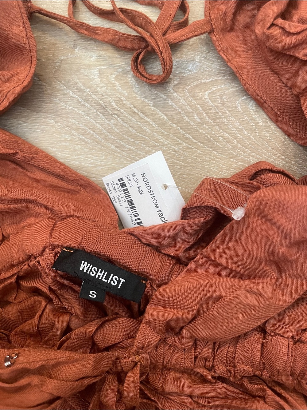 Wishlist Rust-Orange Midi Dress with Drawstring - Picture 3 of 6